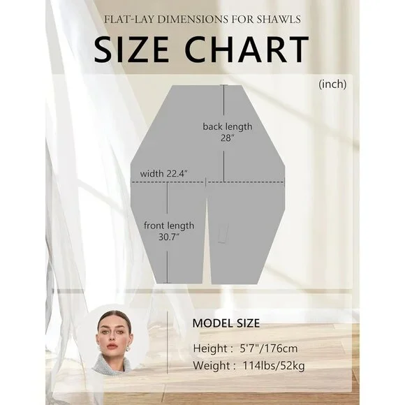 Women's Beige Elegant Open Poncho Sweater Spring Fall Winter Shawl Wraps - Picture 6 of 6